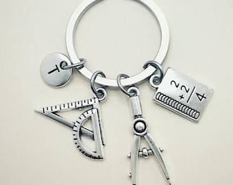 Math gift, math teacher gift, math student gift, math gift for her, engineer keychain, engineering student, math graduation