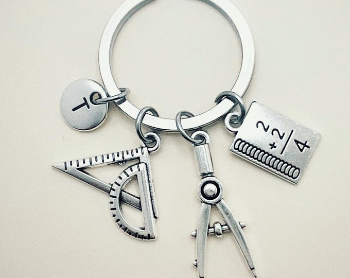 Math gift, math teacher gift, math student gift, math gift for her, engineer keychain, engineering student, math graduation