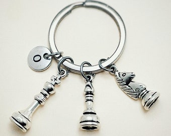 Chess Keychain, Chess Keyring, Chess Piece Gift, Knight Keychain, Chess Knight, King Queen,Nerdy Gift, Geek Gift,Chess Set,Chess Player Gift