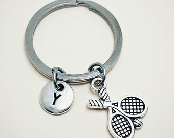 Tennis keychain, tennis racket, personalized, tennis keychain, tennis lover, tennis coach gift, tennis gift, tennis racket gifts