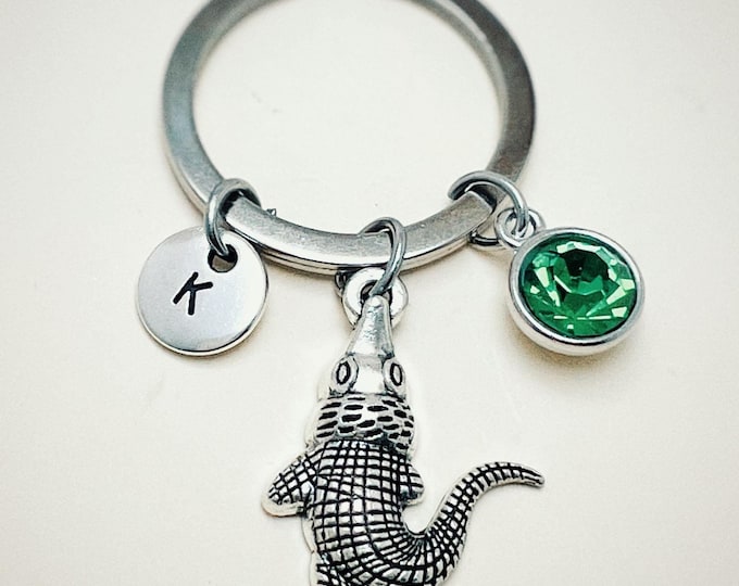 Alligator Keychain, Alligator Keychain, Alligator Keychain, Alligator Keychain, Gator Keychain, Animal Charm Gift, Birthstone Jewelry