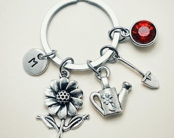 Gardening Keychain, Gardening Keyring, Gardener Gift, Flower, Landscaping, Watering Can, Planting, Cultivation, Gardening, Gift for Her,