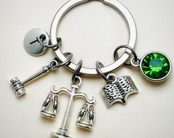 Personalized Scales of Justice Keychain, Gift for Lawyers and Attorneys, Graduation Keepsake
