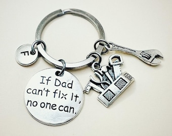 If Dad Can't Fix It Keychain Tools Keychain,Father's Day Gift,Personalized Dad Keychain,Gifts for Dads from Kids,Construction Workers