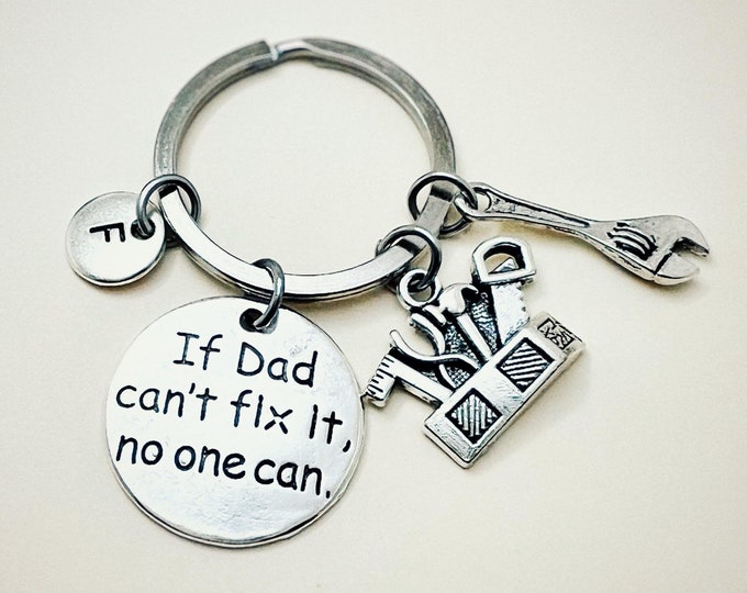 If Dad Can't Fix It Keychain Tools Keychain,Father's Day Gift,Personalized Dad Keychain,Gifts for Dads from Kids,Construction Workers