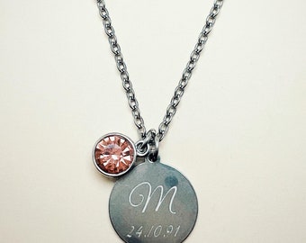Personalized necklace with birthstone and baby name, gift for new mother, birthstone name, Push gift, gift for future mother,
