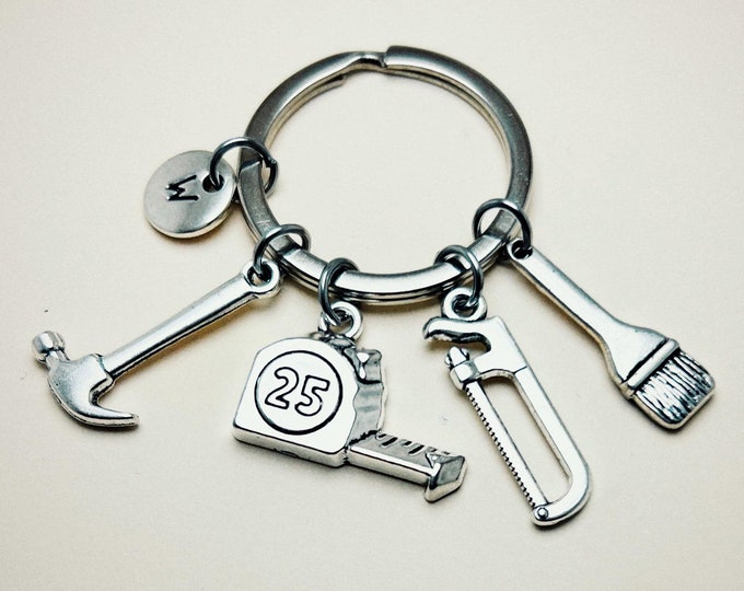 Handyman keychain, builder gift, handyman gift, wrench keychain, carpenter keychain, dad keychain, man gift, DIY, maintenance, tool keychain