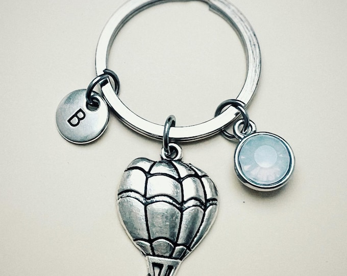 Hot Air Balloon keychain, Balloon keyring, Hot Air Balloon Gift, initial keychain, Kids, Personalized gift, Hot Air Balloon charm, Air,