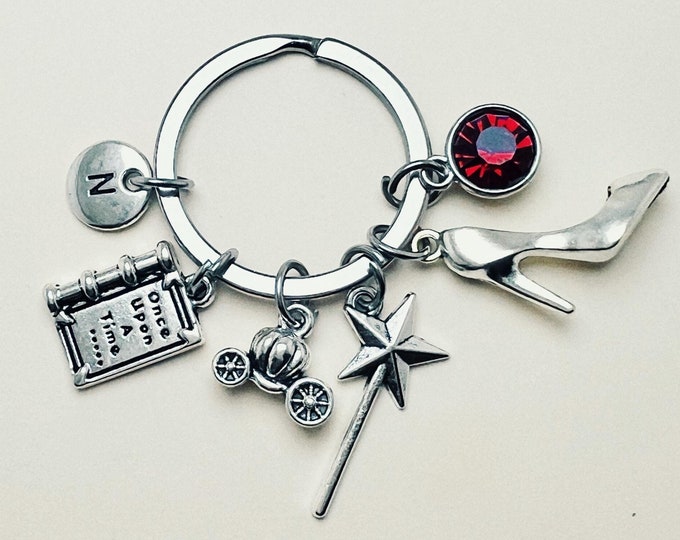 Cinderella keychain, slipper, fairy godmother, princess, once upon a time, pumpkin, fairytale, magic wand, midnight