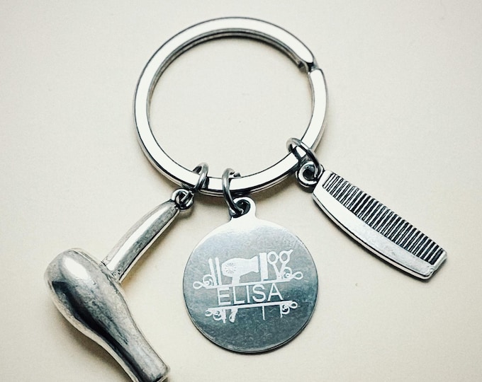 Hairdresser key ring, hairdresser gift, hairdresser name, personalized key ring with hairdresser name, beautician gift, hairdresser,