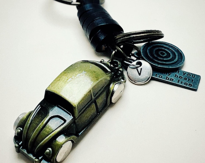 Classic car leather keychain, vintage keychain, classic car lover gift, collector gift, classic car,