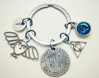 Harry Potter themed keyring, magic school pendants, wizard keyring, owl pendant, birthday gift, gifts for wizards