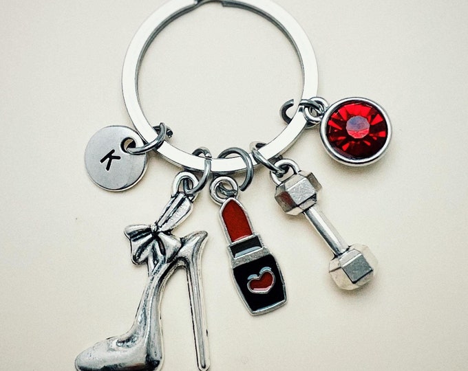 Women's Weightlifting Keychain, Bodybuilding Keychain, Weightlifting, Fitness Keychain, Women's Fitness, Gift for Women