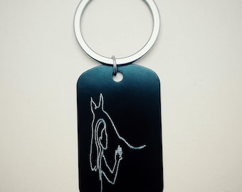 Line Art Personalized Horse Keychain, Horse Riding Keychain, Horse Lovers Engraved Keychain, Equestrian Gift