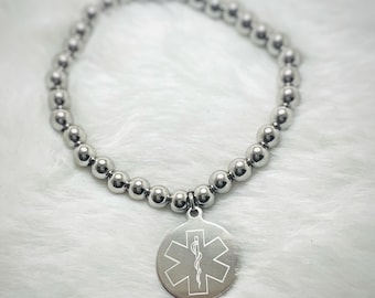 Medical Alert ID Bracelet for Women and Children, Personalized, Engraved, Emergency, Allergies, Medical Tag