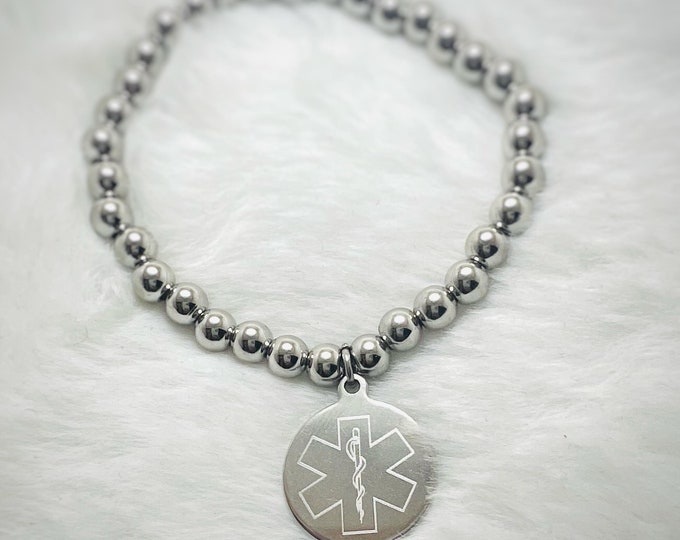 Medical Alert ID Bracelet for Women and Children, Personalized, Engraved, Emergency, Allergies, Medical Tag
