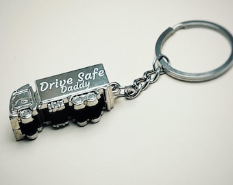 Personalized Truck Driver Keychain, Safe Driving Keychain, Personalized Dad Keychain, Personalized Truck Keychain, Engraved Text Keychain
