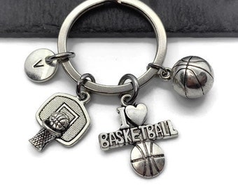 Basketball gifts, Basketball Keyring, Sports Keychain, Basket ball Gift, Basketball Jewelry, Basketball net Charm, Sports, Ball, Sports fan 
