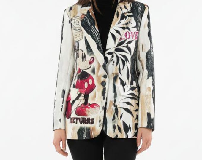 Mickey print jacket, gift for her, women's jacket, gifts for girls, girl's jacket