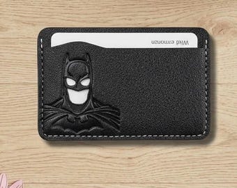 Batman Faux Leather Card Holder with ID Window Mask, Slim Superhero Wallet, Funny Batman ID Cover for Driver License,
