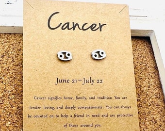 Cancer Earrings,Constellation Earrings, Horoscope Earrings, Astrology Earrings, Zodiac Stud Earrings, Taurus, Gemini, Scorpio