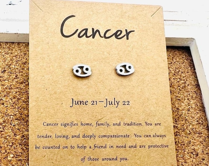 Cancer Earrings,Constellation Earrings, Horoscope Earrings, Astrology Earrings, Zodiac Stud Earrings, Taurus, Gemini, Scorpio