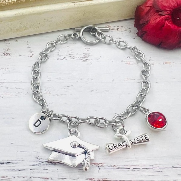 Pulsera de felicitaciones de graduación, pulsera de graduación 2023, regalo de graduación personalizado 2023, joyería de graduación,