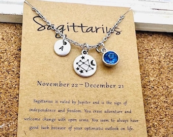 Sagittarius Necklace for Women, Personalized Zodiac, Constellation, Birthday Gifts, Girls and Kids, Sagittarius, Jewelry for Christmas