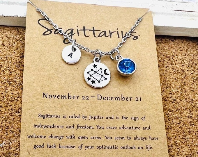 Sagittarius Necklace for Women, Personalized Zodiac, Constellation, Birthday Gifts, Girls and Kids, Sagittarius, Jewelry for Christmas