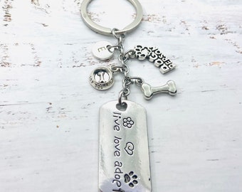 Live Love Adopt Key Ring/ Keychain / Zipper Pull - Dog Lover Gift - Animal Lover Gift- Fur Mom Gift - Shelter Animal Gift - I/B/H