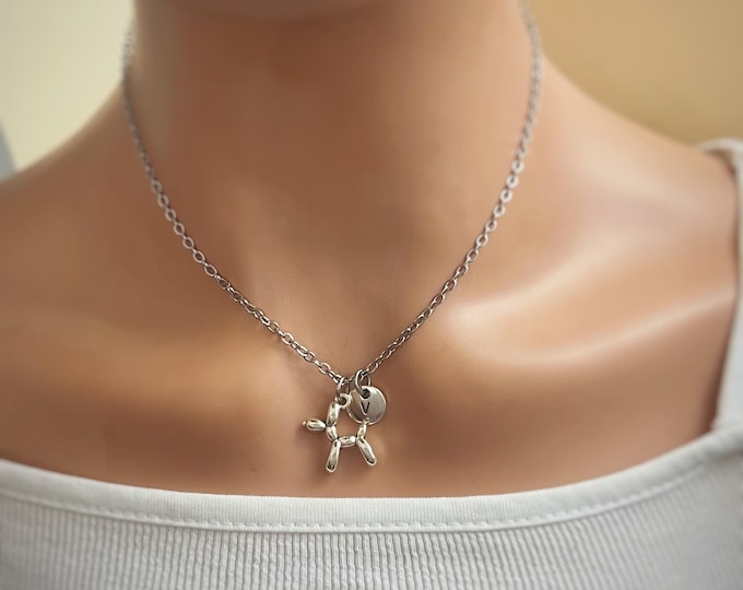 balloon dog pendant necklace, 3D balloon dog, fun and playful jewelry, birthday gift,