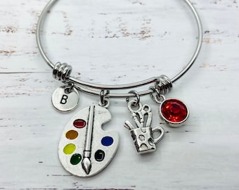 Gift For Artist, Artist Gift, Artist Bracelet, Artist jewelry, Paint Palette , Personalized Gift, Painter Gifts, Paint Brush, painter gift