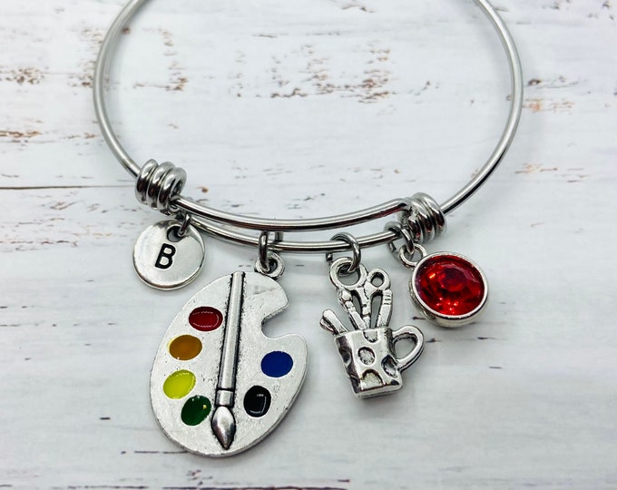 Gift For Artist, Artist Gift, Artist Bracelet, Artist jewelry, Paint Palette , Personalized Gift, Painter Gifts, Paint Brush, painter gift