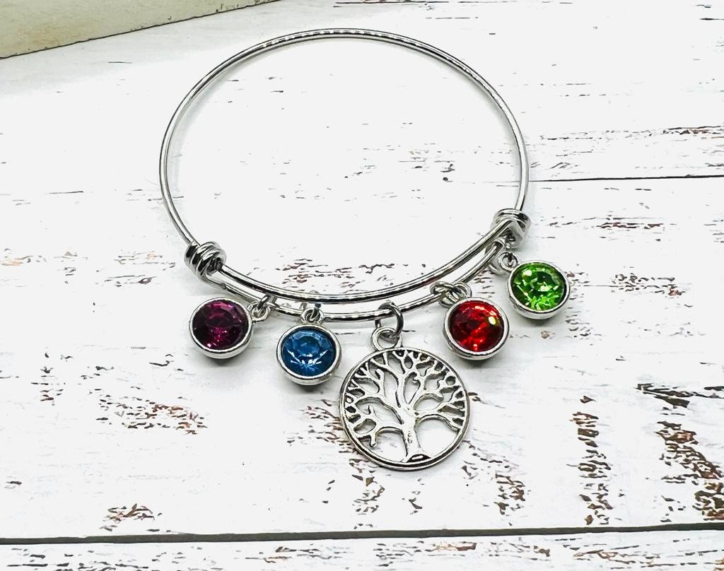 Family tree birthstone bracelet outlet