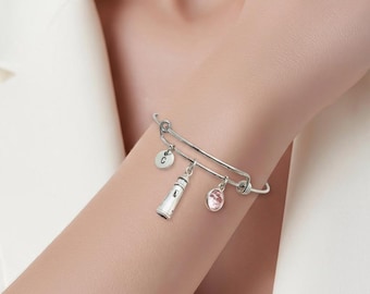 Lighthouse Bracelet,Bangle,Lighthouse Jewelry,Ocean Themed Gifts for Ocean Lovers,Nautical Bracelet,Lighthouse Gifts,Beach Themed Gifts