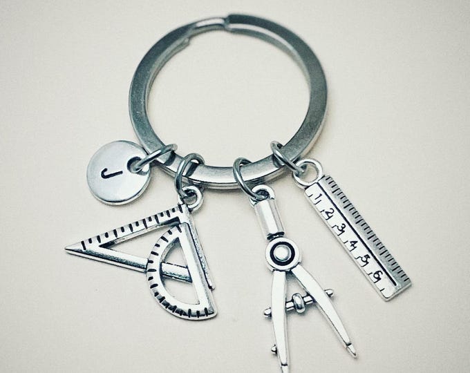 Architect Gift, Gift for Architect, Architect Keychain, Architect Keyring, Engineer, Science, Mathematics, Graduation, Technical,
