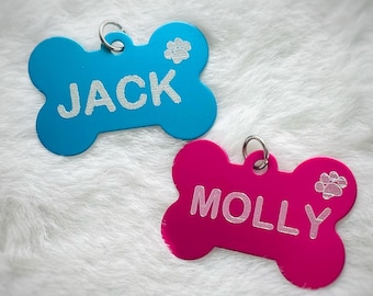 Personalized Bone Dog Tag, Pet ID Collar, Bone Tag with Name and Phone