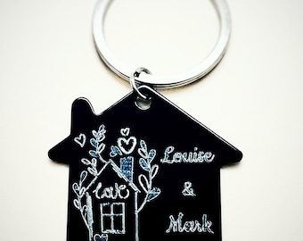 New house engraved key ring, gift for the new house, new cohabitation key ring, new house warming gift, anniversary,