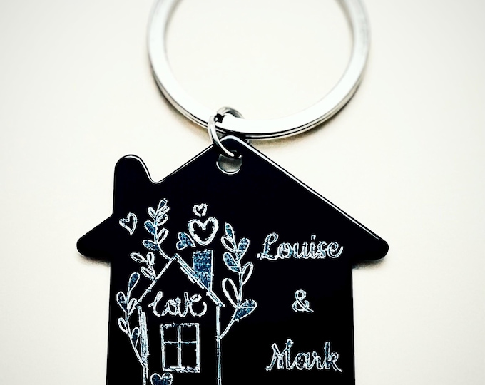 New house engraved key ring, gift for the new house, new cohabitation key ring, new house warming gift, anniversary,