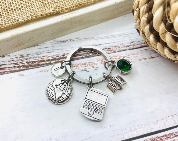 Blogger Gift, Blogger Keychain, Blogger Keyring, Blogging Gift, Social Media, Internet, Writer, Blog, Journalist, Laptop, Gift for Blogger,