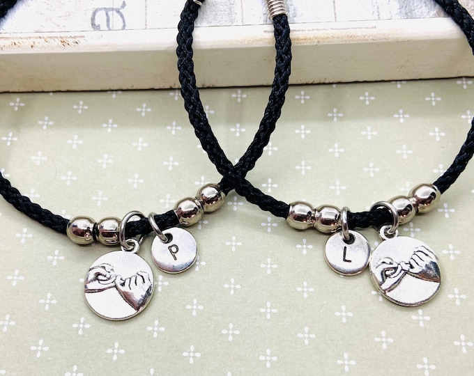 Couples Bracelet, His and Hers Bracelet Set,  Pinky Promise Bracelet for 2, Friendship Gifts