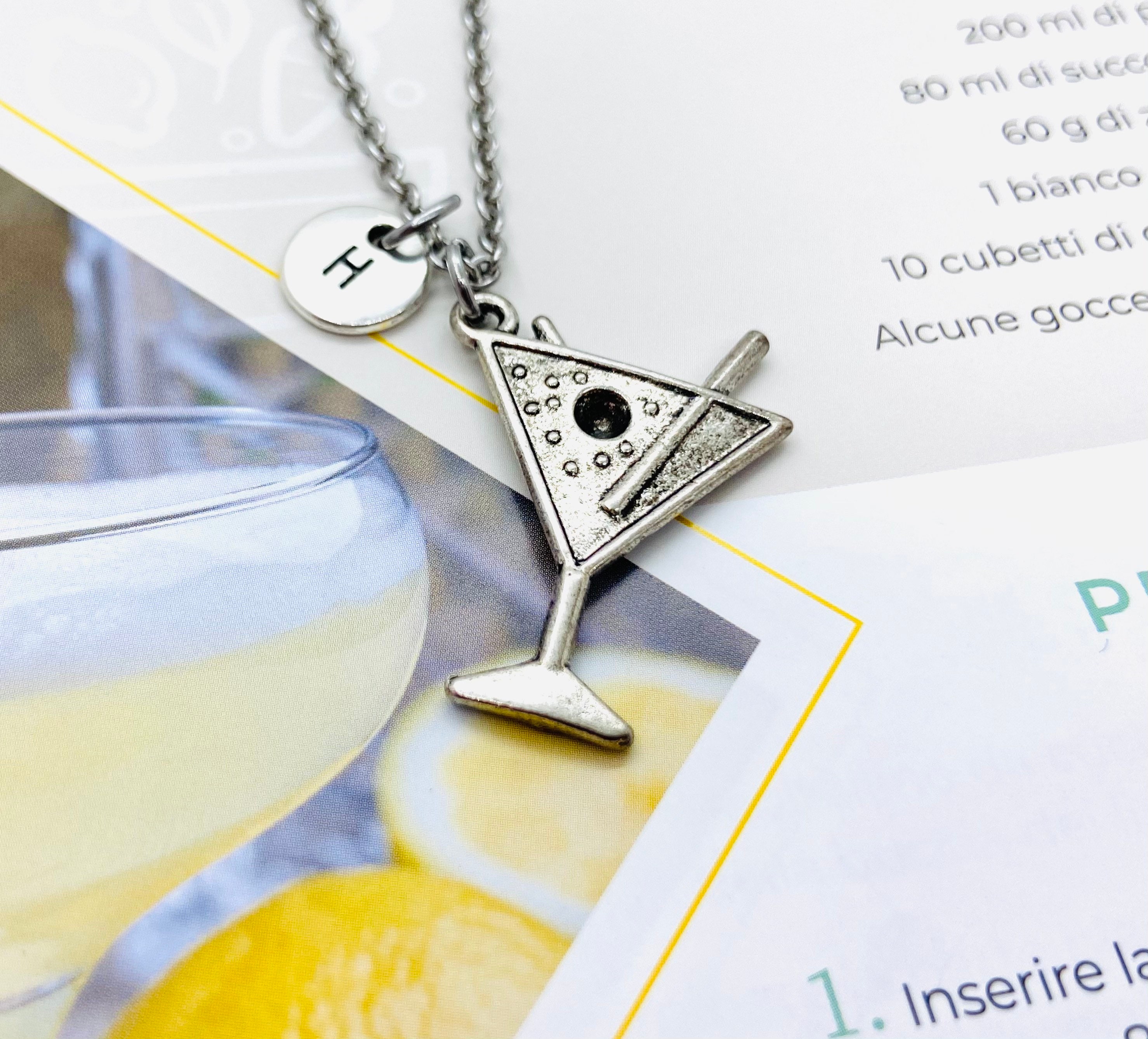 thumbnail image 2 of Martini Glass Necklace For Your Best Friend, Personalized Martini Gift, Martini Cocktail Pendant 2 of 12