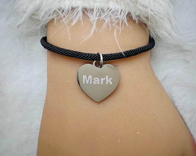 Engraved name heart bracelet, gift for boyfriend, bracelet for her, engraved name cord, valentines day gift, birthday bracelet,