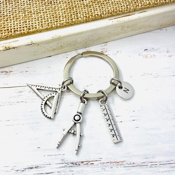 Architect Gift, Gift for Architect, Architect Keychain, Architect Keyring, Engineer, Science, Mathematics, Graduation, Technical,