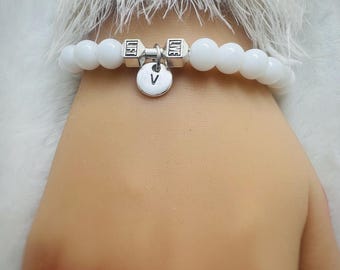 Gym dumbbell pearl bracelet, fitness, Crossfit bracelet, gymnast bracelet, GymLife, Motivational bracelet, Christmas gift