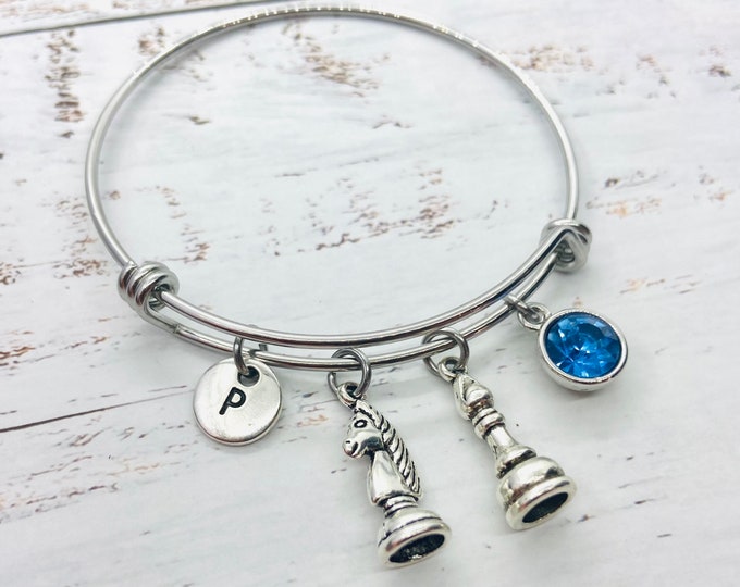 Chess Piece Gift , Chess bracelet, Knight Bracelet, Chess Knight Charm Bracelet, Nerdy Gift, Geek Gift, Nerd Jewelry, Chess Player Gift
