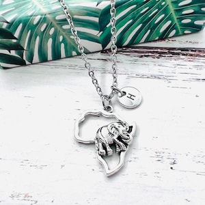 Collar de África, joyería de África, regalo de África, regalo africano, mapa de África, africano, elefante, regalo de Kenia,