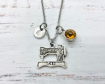 Sewing machine necklace,Personalized sewing gift,Sewing machine charm necklace,Initial jewelery,Sewing jewelery,Stocking filler
