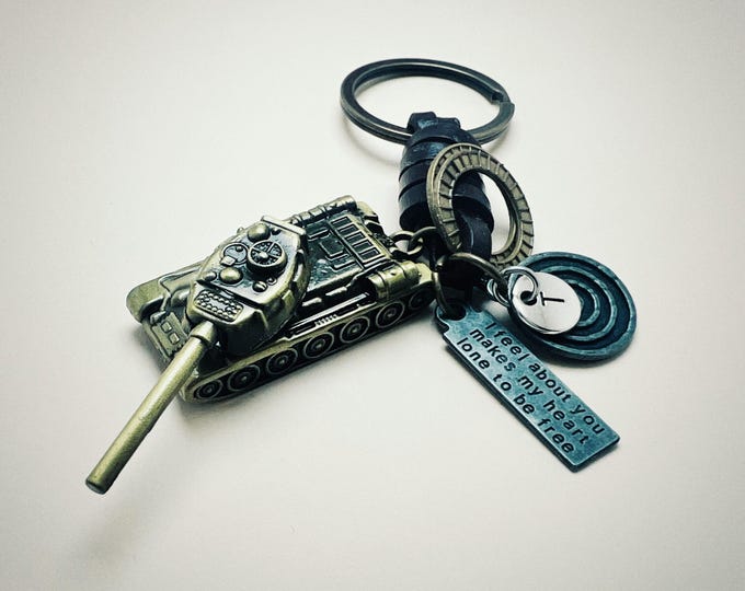 Army Tanks Leather Keychain, Military Army, Tank, Custom Keychain, Military Keychain,
