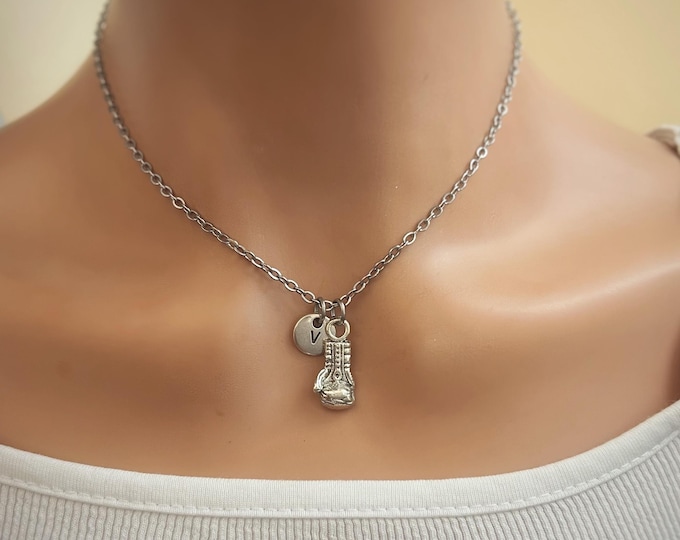 Boxing Necklace, Boxing Gloves Charm Necklace, Boxing Gift, Boxing Jewelry, Boxing Gloves Necklace, Gifts under 10, Boxing Player,